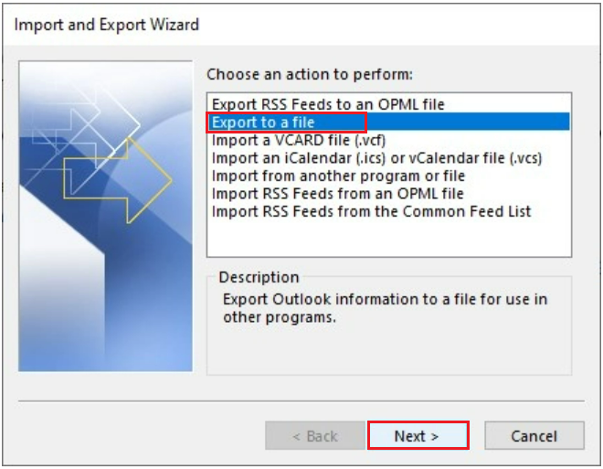 Export to a file option