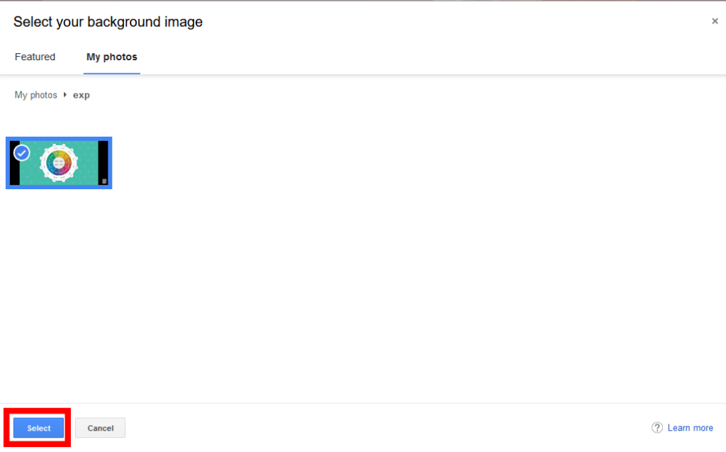 select the image to change gmail theme