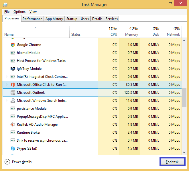 Task Manager Outlook