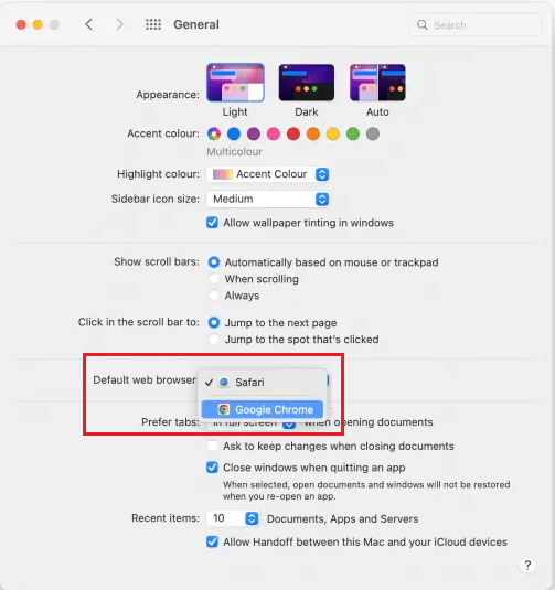 Set Google Chrome Default Browser in Mac OS